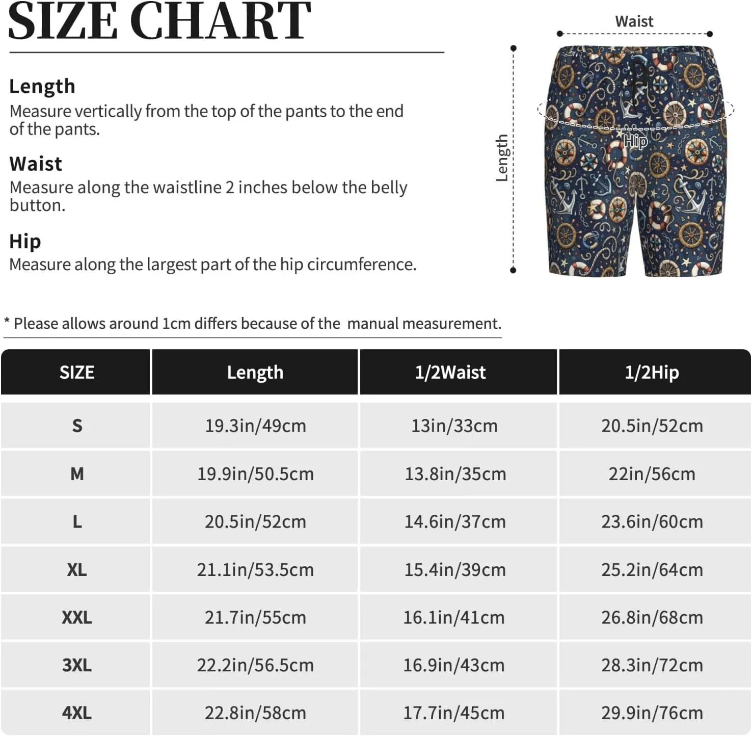 Vosery Mens Pajama Pants - Nautical Comfy Sleep Shorts Mens Pajama Shorts, Mens Lounge Shorts Pj Pants