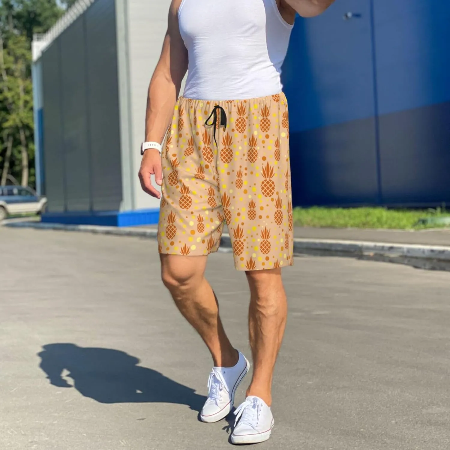 Vosery Mens Pajama Pants - Pineapples Comfy Sleep Shorts Mens Pajama Shorts, Mens Lounge Shorts Pj Pants