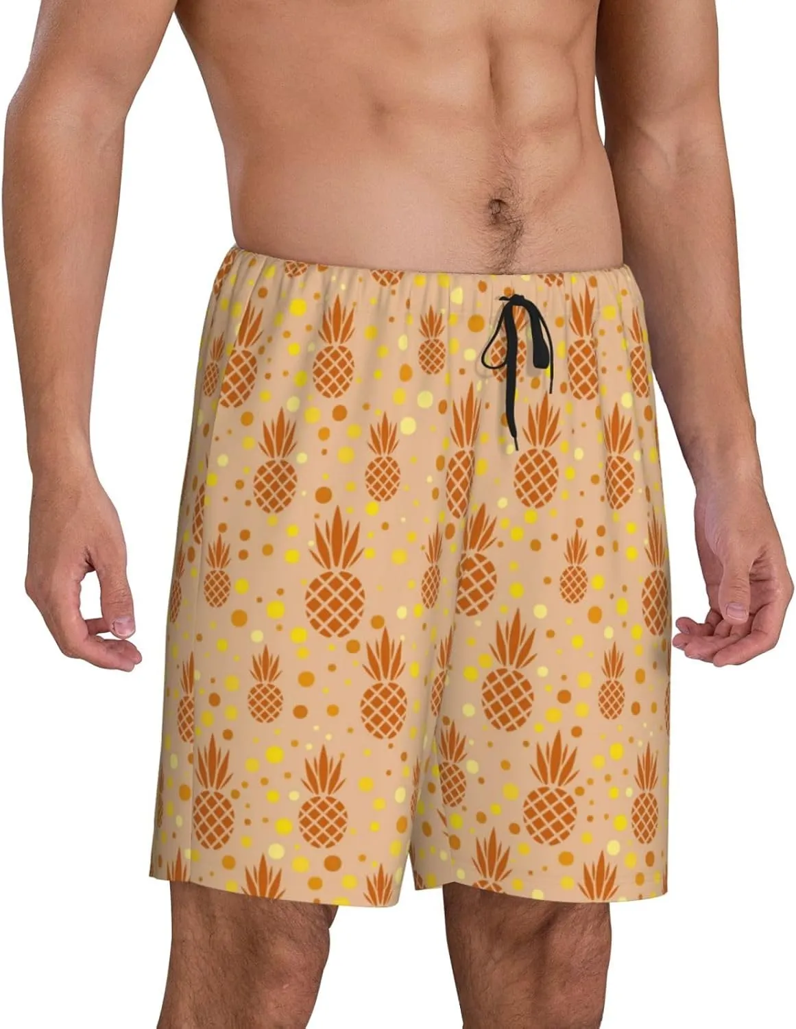 Vosery Mens Pajama Pants - Pineapples Comfy Sleep Shorts Mens Pajama Shorts, Mens Lounge Shorts Pj Pants