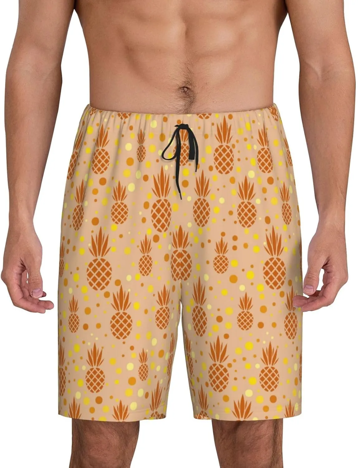 Vosery Mens Pajama Pants - Pineapples Comfy Sleep Shorts Mens Pajama Shorts, Mens Lounge Shorts Pj Pants