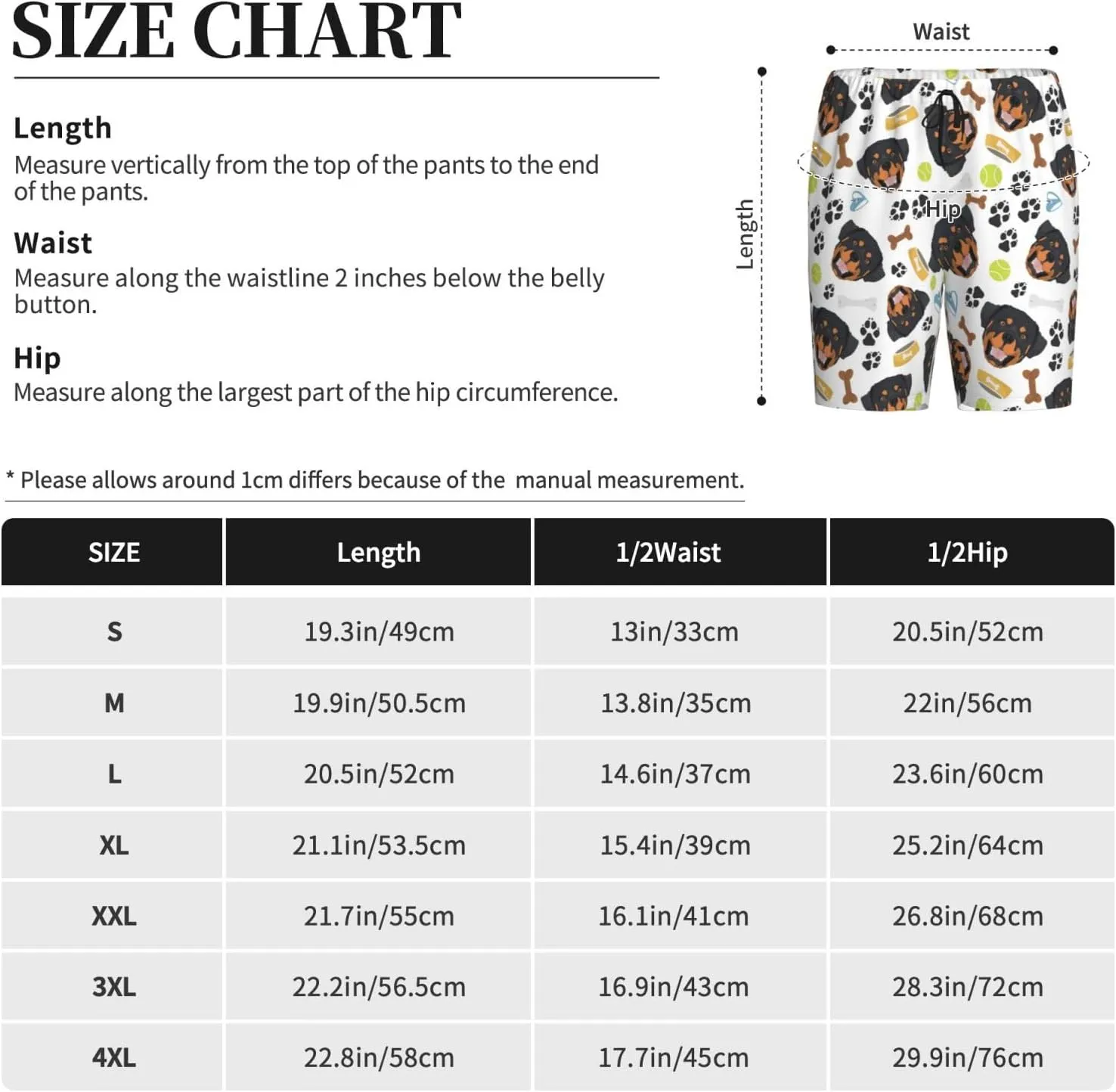 Vosery Mens Pajama Pants - Rottweiler A Comfy Sleep Shorts Mens Pajama Shorts, Mens Lounge Shorts Pj Pants