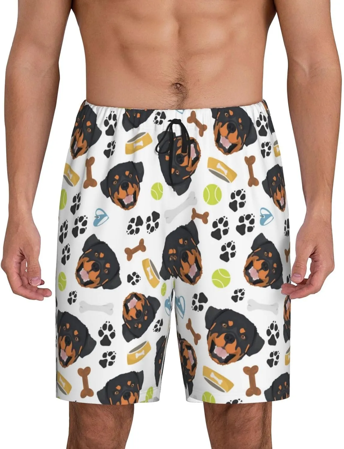 Vosery Mens Pajama Pants - Rottweiler A Comfy Sleep Shorts Mens Pajama Shorts, Mens Lounge Shorts Pj Pants