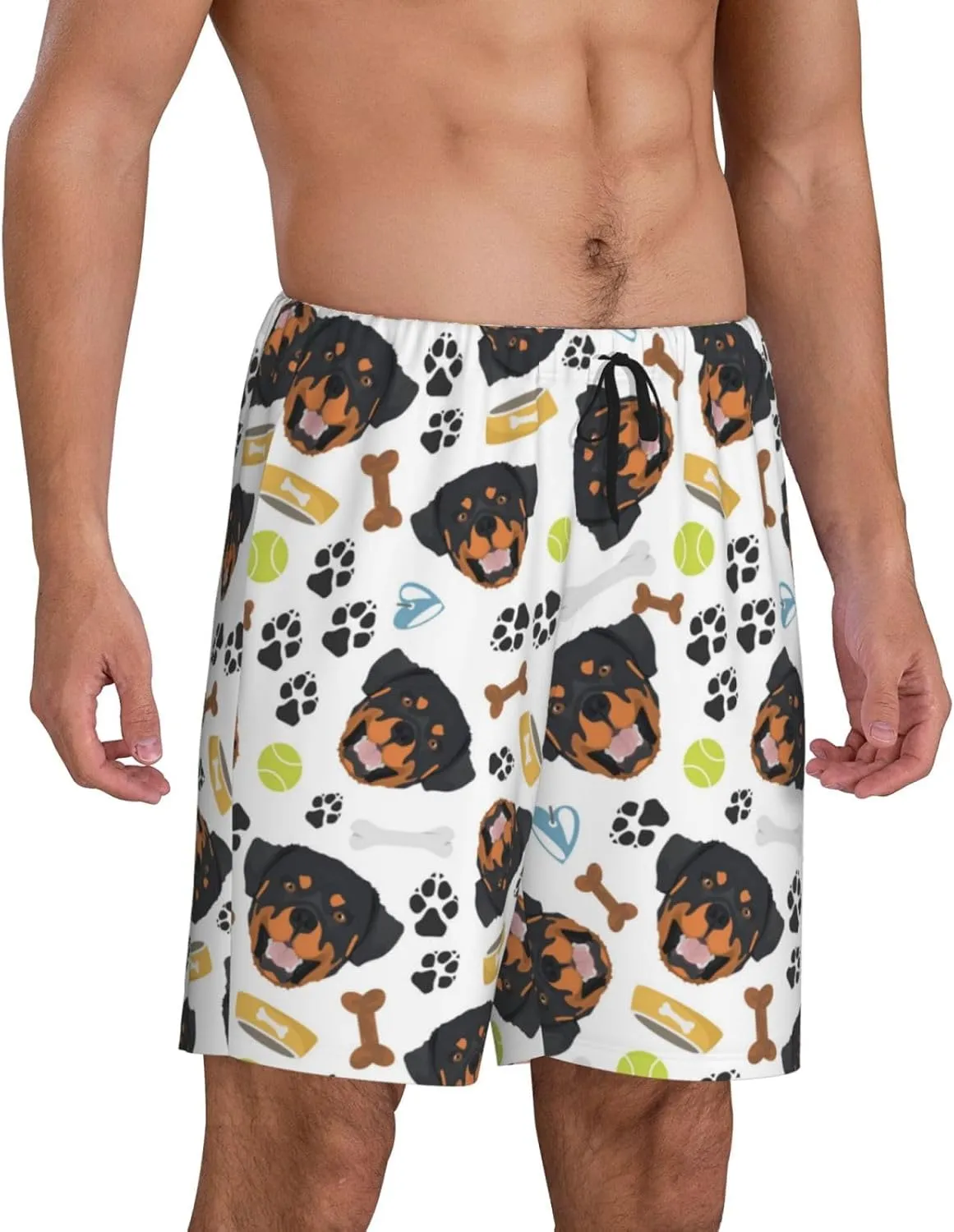 Vosery Mens Pajama Pants - Rottweiler A Comfy Sleep Shorts Mens Pajama Shorts, Mens Lounge Shorts Pj Pants