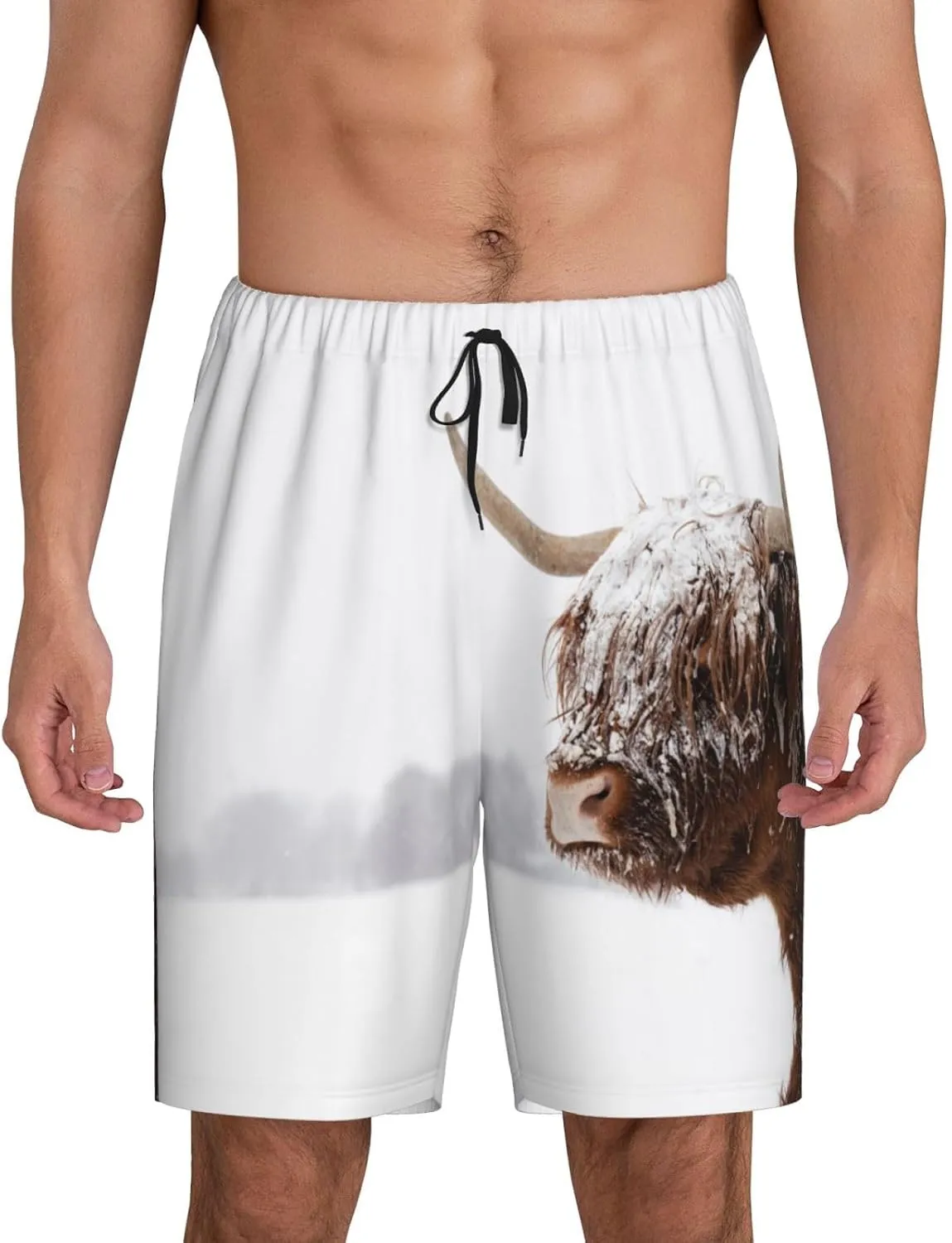 VOSERY mens pajama pants - Yak (4) Comfy Sleep Shorts Mens Pajama shorts, mens lounge shorts pj pants