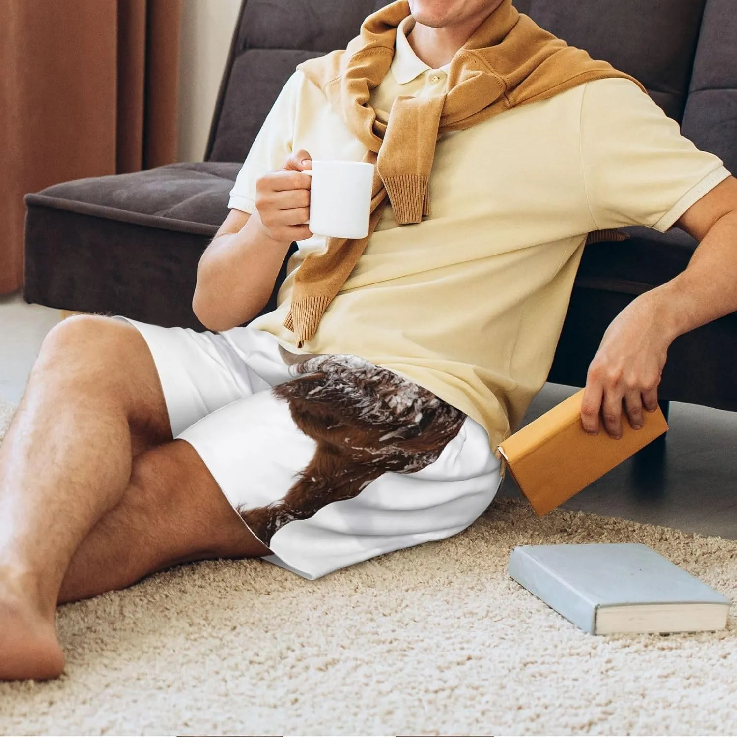 VOSERY mens pajama pants - Yak (4) Comfy Sleep Shorts Mens Pajama shorts, mens lounge shorts pj pants