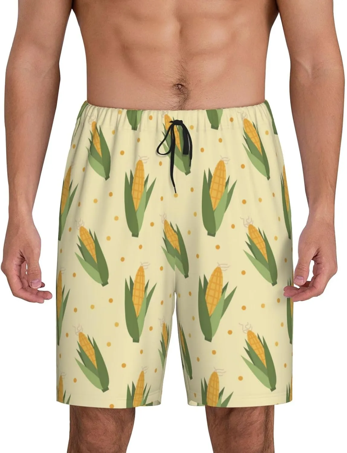 Vosery Mens Pajama Pants - Yellow Corn Comfy Sleep Shorts Mens Pajama Shorts, Mens Lounge Shorts Pj Pants