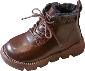 Warm Boots for Baby Fashion Spring Autumn Children Boots Boys And Girls Ankle Boots Thick Bottom Non (Brown, 10 Toddler)