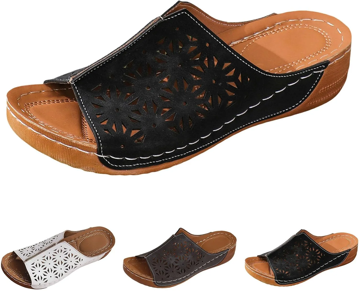 Wedge Sandals Womens Sandals with Memory Foam Insole and Cork Footbed Womens Low Wedges Platform Sandals