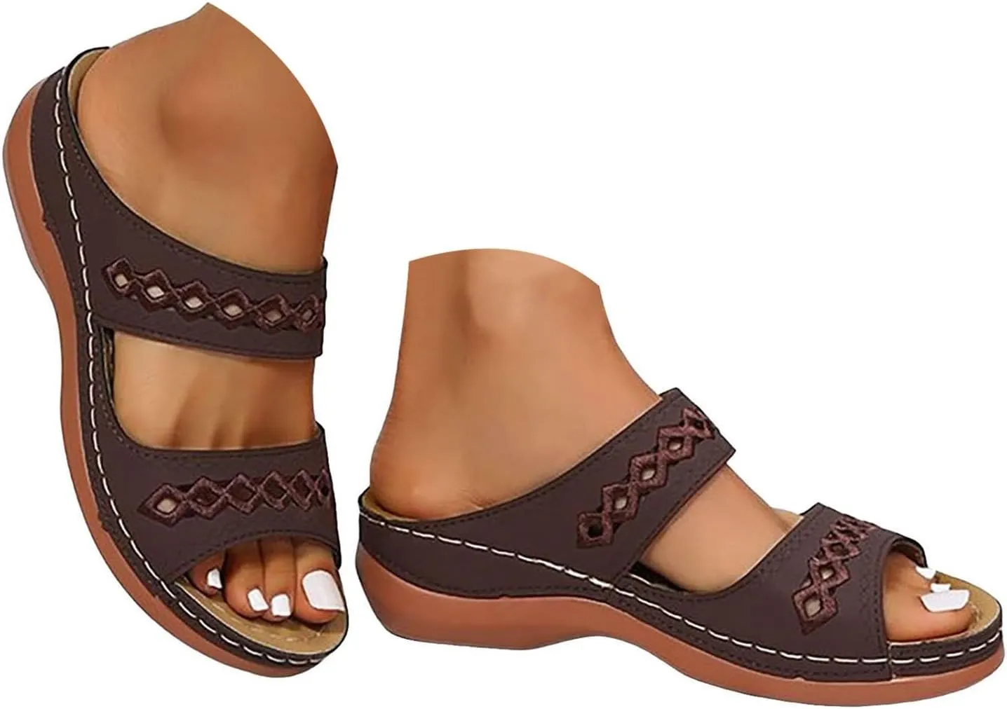 Wide Sandals for Women, Summer Sandals for Women 2025 Wedge Sandal Womens Dressy Comfortable Straps Slip On Womens Sandal