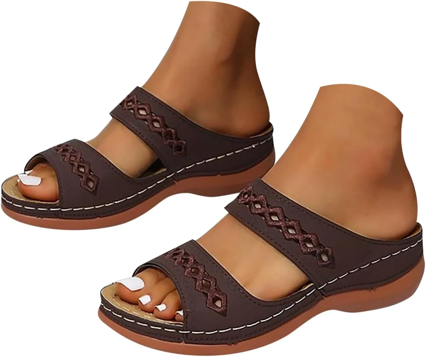 Wide Sandals for Women, Summer Sandals for Women 2025 Wedge Sandal Womens Dressy Comfortable Straps Slip On Womens Sandal