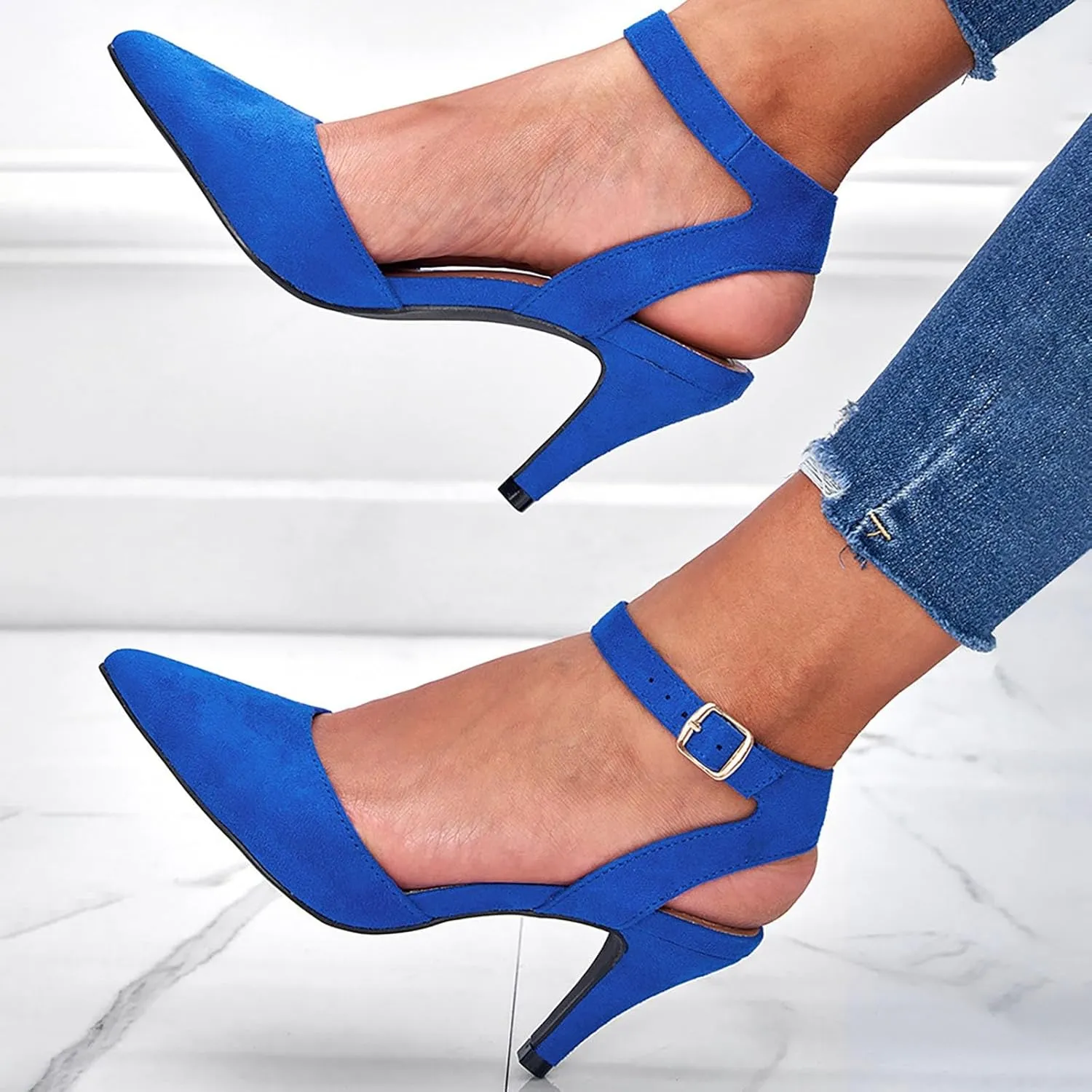 Women Heels Womens Chunk Low Heel Pump Sandal White Heels Women's High Heels Ankle Strap Stilettos Sandals