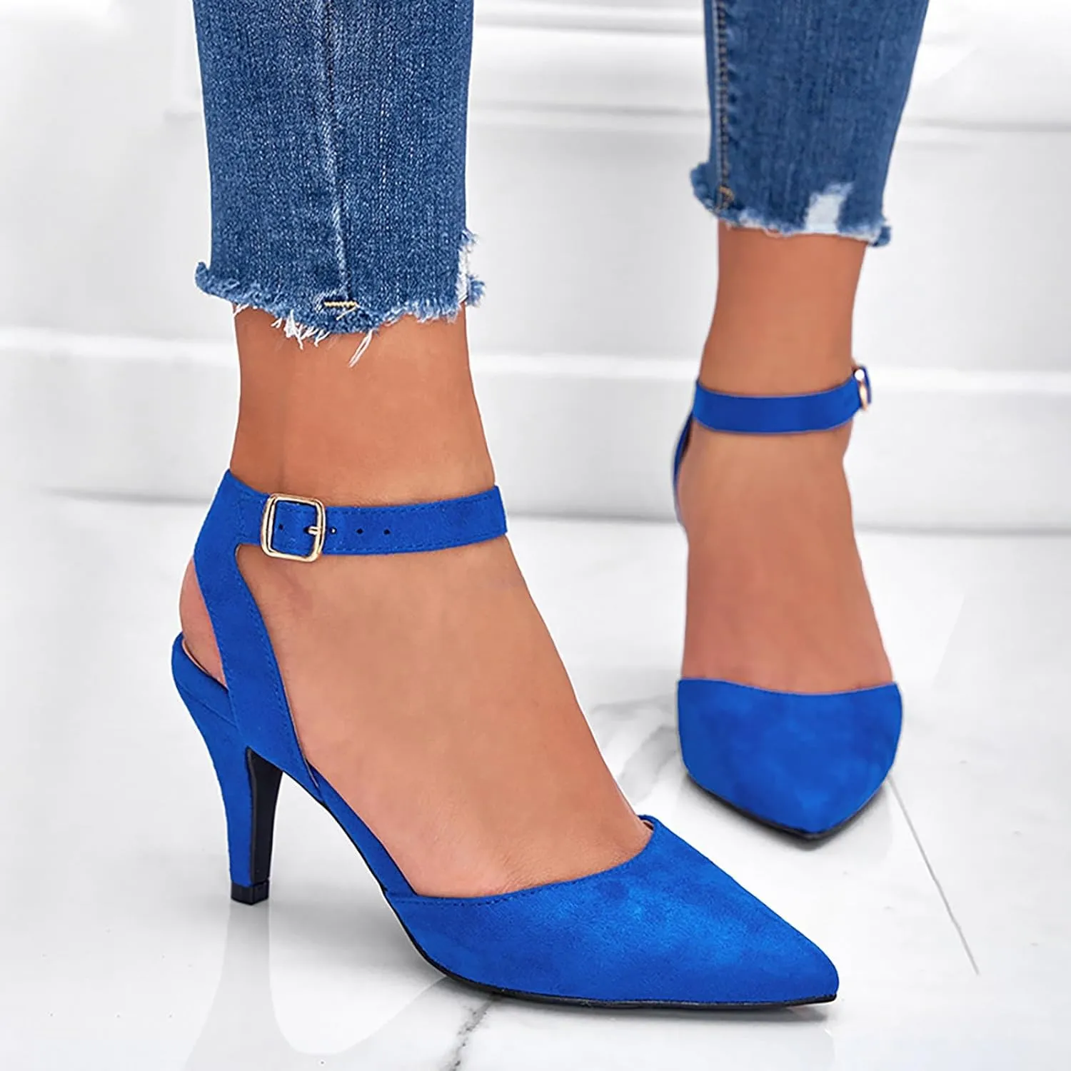 Women Heels Womens Chunk Low Heel Pump Sandal White Heels Women's High Heels Ankle Strap Stilettos Sandals