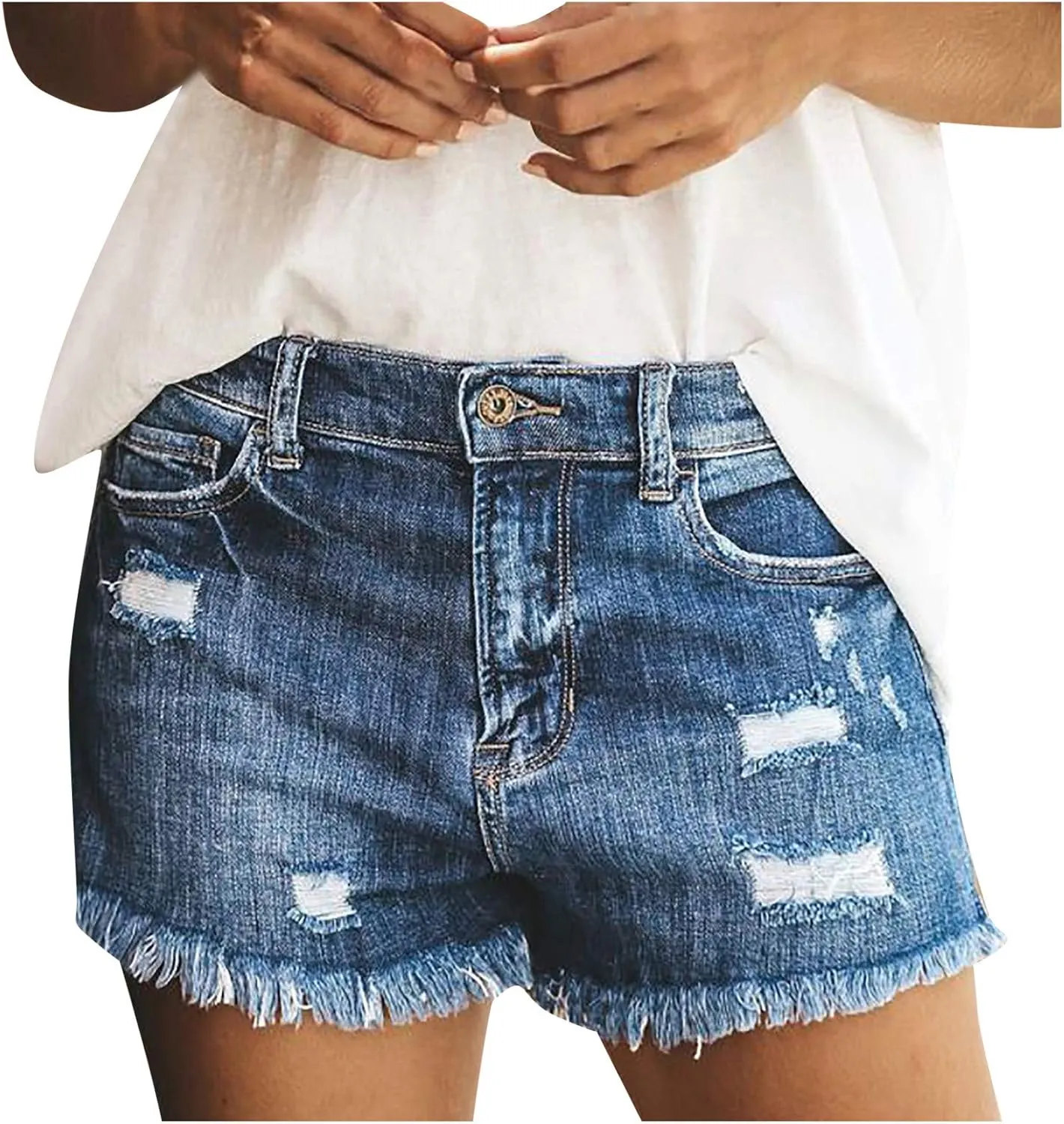 Women Shorts jean shorts womens plus size High Slim pants jean shorts womens high waisted Hole Summer Jeans Waist Sexy Pants Blue