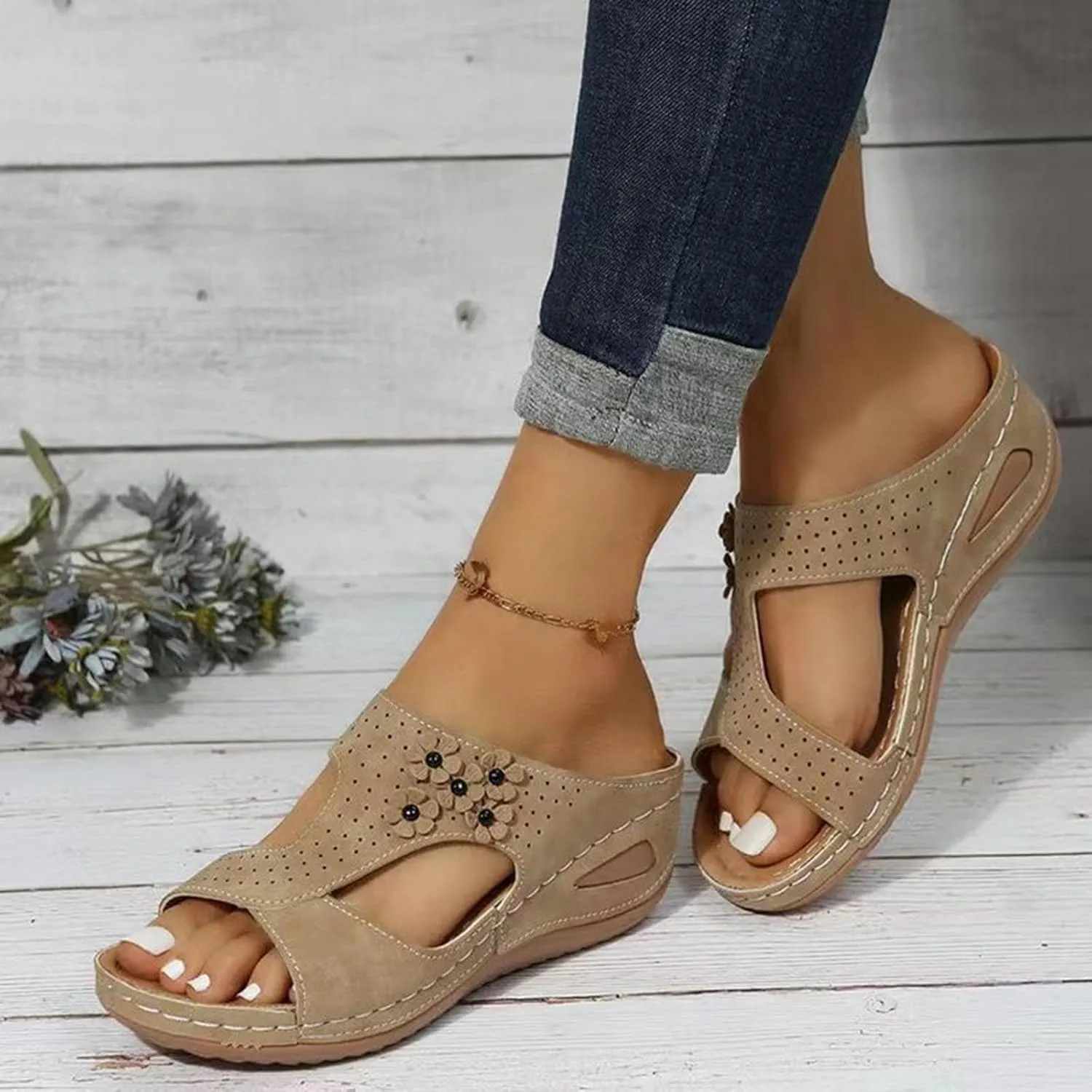 Women Wedge Sandals Red Sandals Womens Summer Open Toe Wedges Womens Slide Casual Slip on Summer Wedge Dressy Women Dressy
