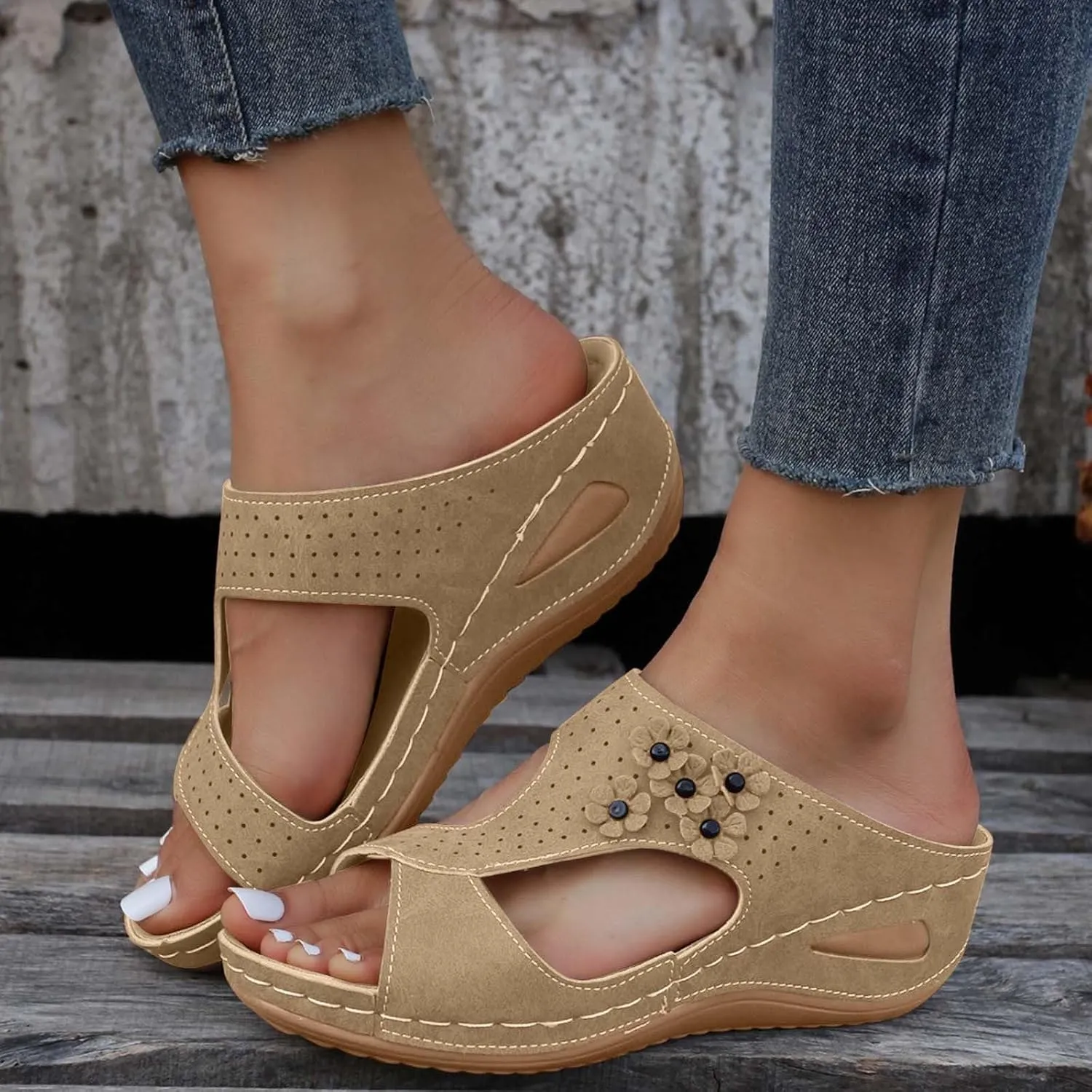 Women Wedge Sandals Red Sandals Womens Summer Open Toe Wedges Womens Slide Casual Slip on Summer Wedge Dressy Women Dressy