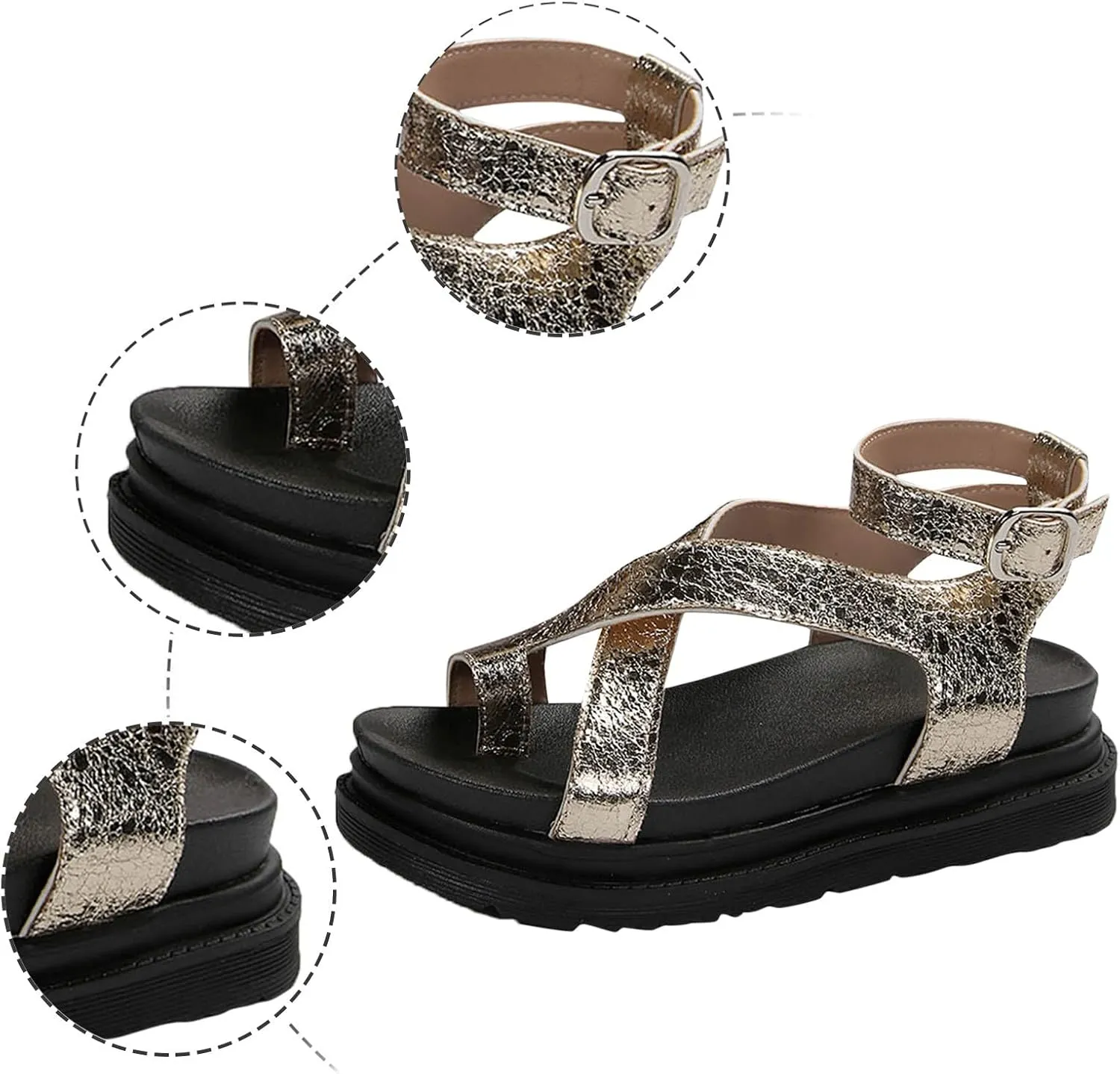 Women Wedge Sandals Womens Sandals with Memory Foam Insole and Cork Footbed Womens Casual Slip on Summer Wedge Sandals