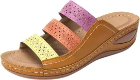 Women Wedge Sandals Womens Sandals with Memory Foam Insole and Cork Footbed Womens Casual Slip on Summer Wedge Sandals