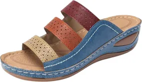Women Wedge Sandals Womens Sandals with Memory Foam Insole and Cork Footbed Womens Casual Slip on Summer Wedge Sandals