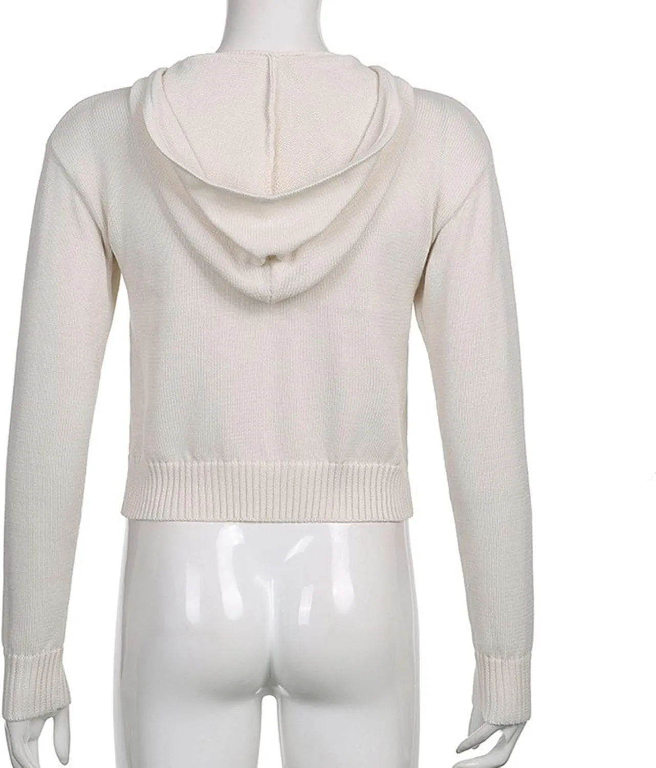 Women Zip Up Long Sleeve Crop Hooded Tops Ribbed Knit Cropped Hoodie Jacket Cute Sweater Pullover Womens Fleece Womens Coat