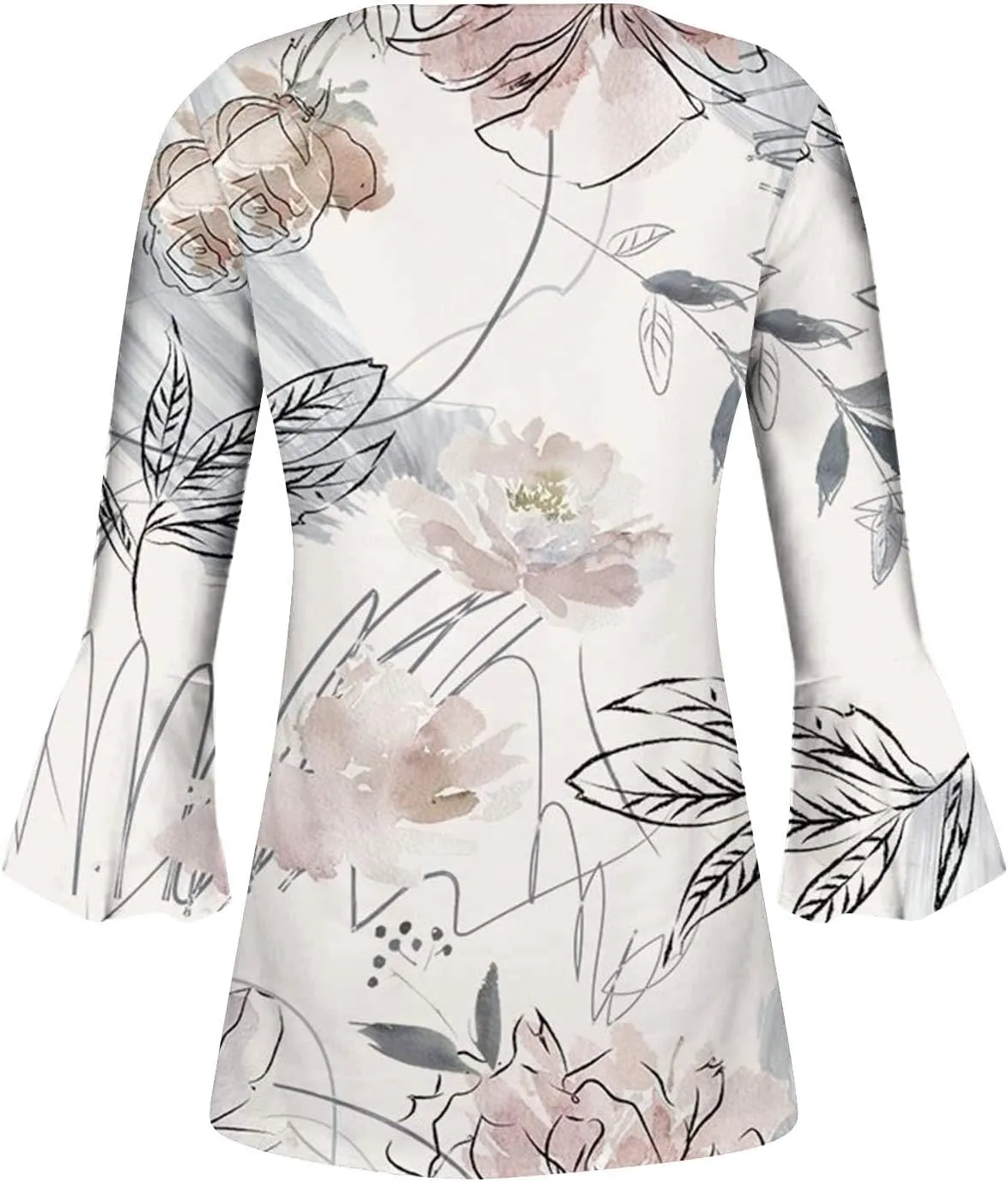 Womens 3/4 Sleeve T Shirts V Neck Griphic Print Womens Button Down Blouse Fashion Casual Loose Fit Pullover