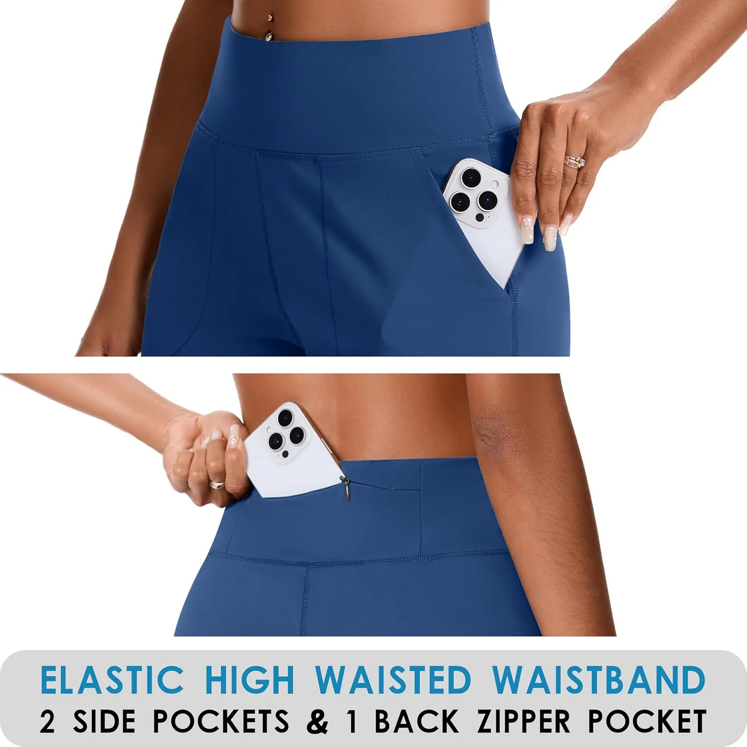 Womens Bermuda Shorts for Women with Zipper Pocket Womens High Waisted Long Shorts for Running Workout Athletic