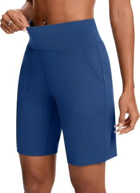Womens Bermuda Shorts for Women with Zipper Pocket Womens High Waisted Long Shorts for Running Workout Athletic
