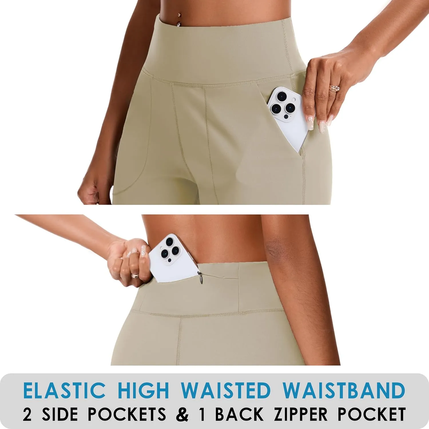 Womens Bermuda Shorts for Women with Zipper Pocket Womens High Waisted Long Shorts for Running Workout Athletic