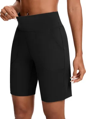 Womens Bermuda Shorts for Women with Zipper Pocket Womens High Waisted Long Shorts for Running Workout Athletic
