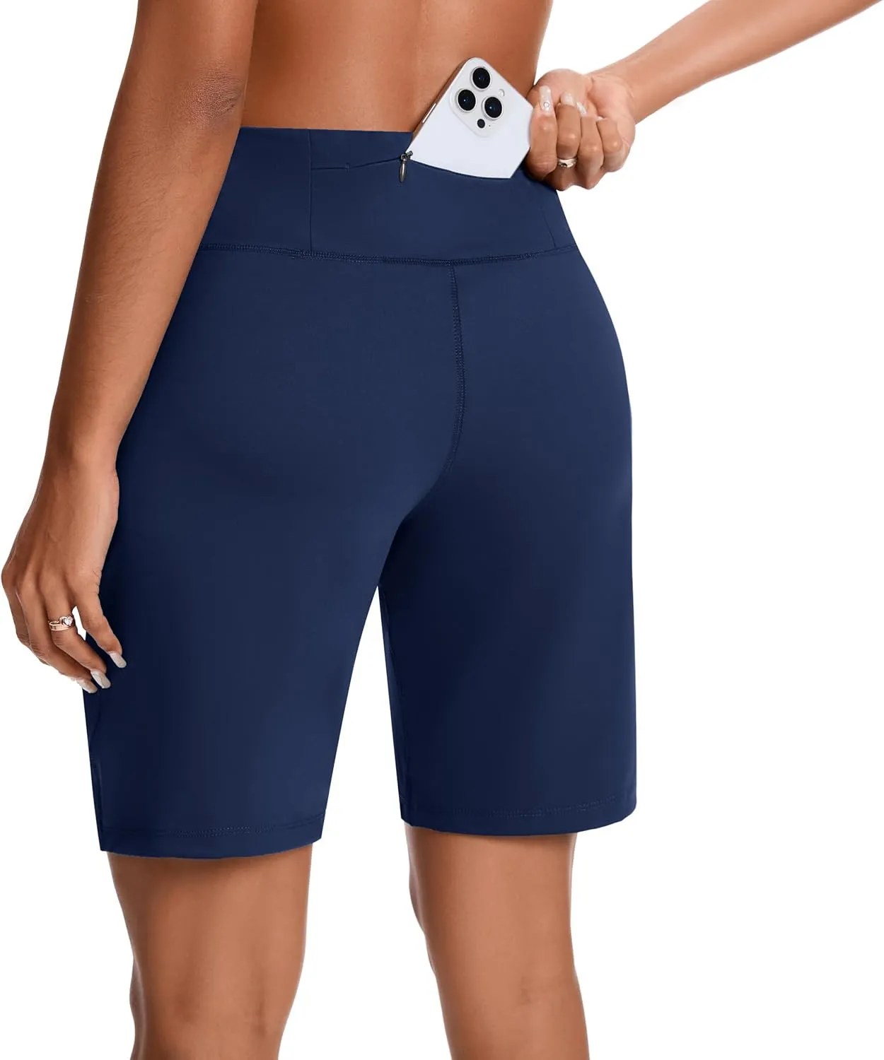 Womens Bermuda Shorts for Women with Zipper Pocket Womens High Waisted Long Shorts for Running Workout Athletic