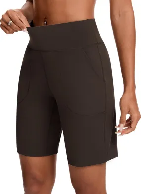Womens Bermuda Shorts for Women with Zipper Pocket Womens High Waisted Long Shorts for Running Workout Athletic
