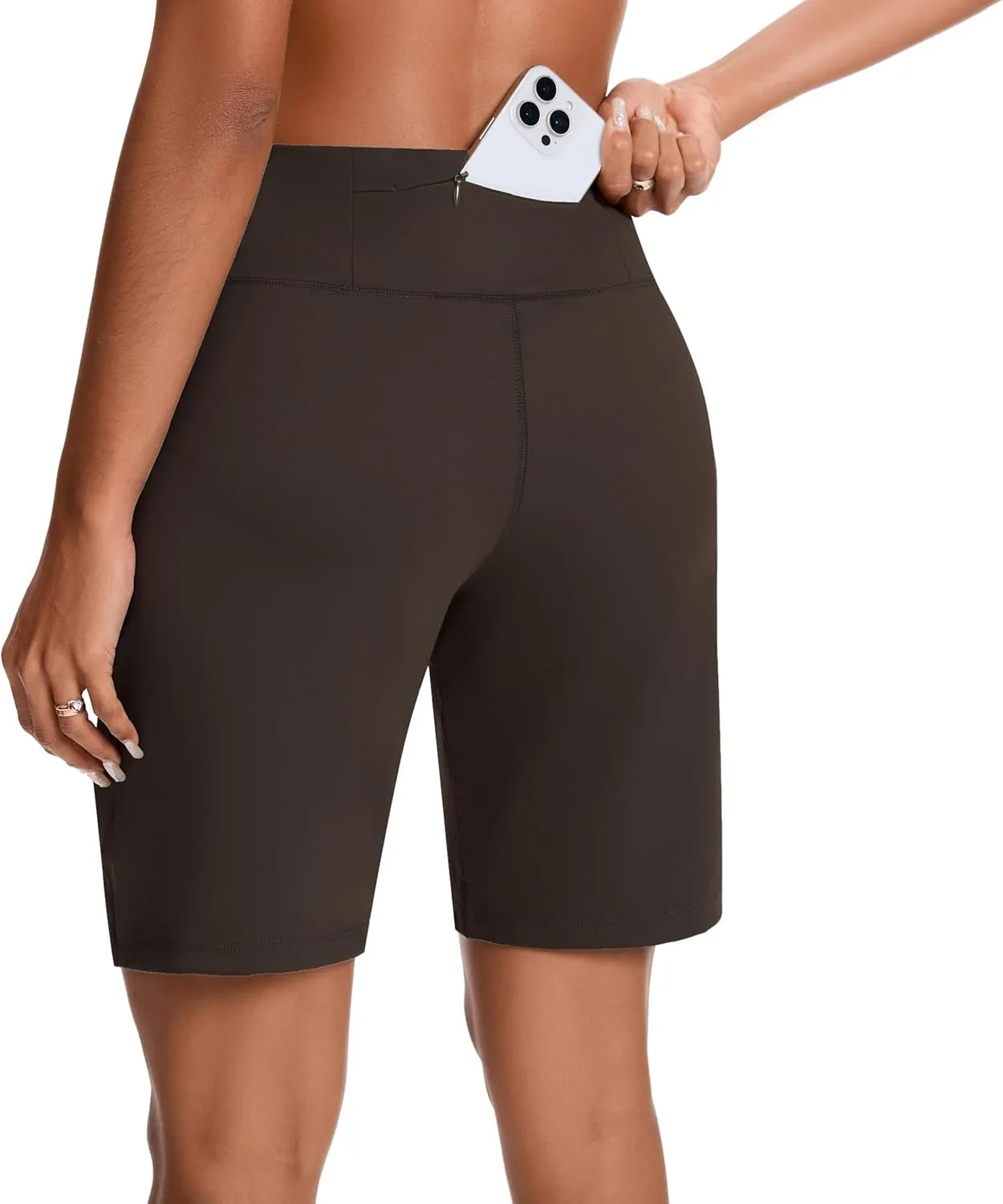 Womens Bermuda Shorts for Women with Zipper Pocket Womens High Waisted Long Shorts for Running Workout Athletic