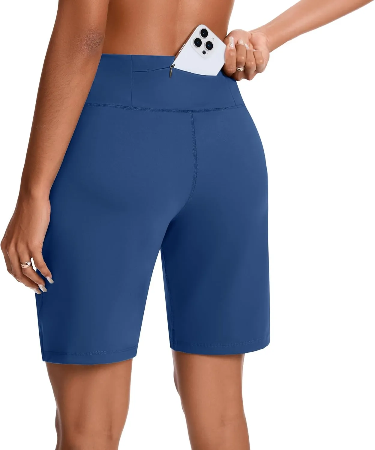 Womens Bermuda Shorts for Women with Zipper Pocket Womens High Waisted Long Shorts for Running Workout Athletic