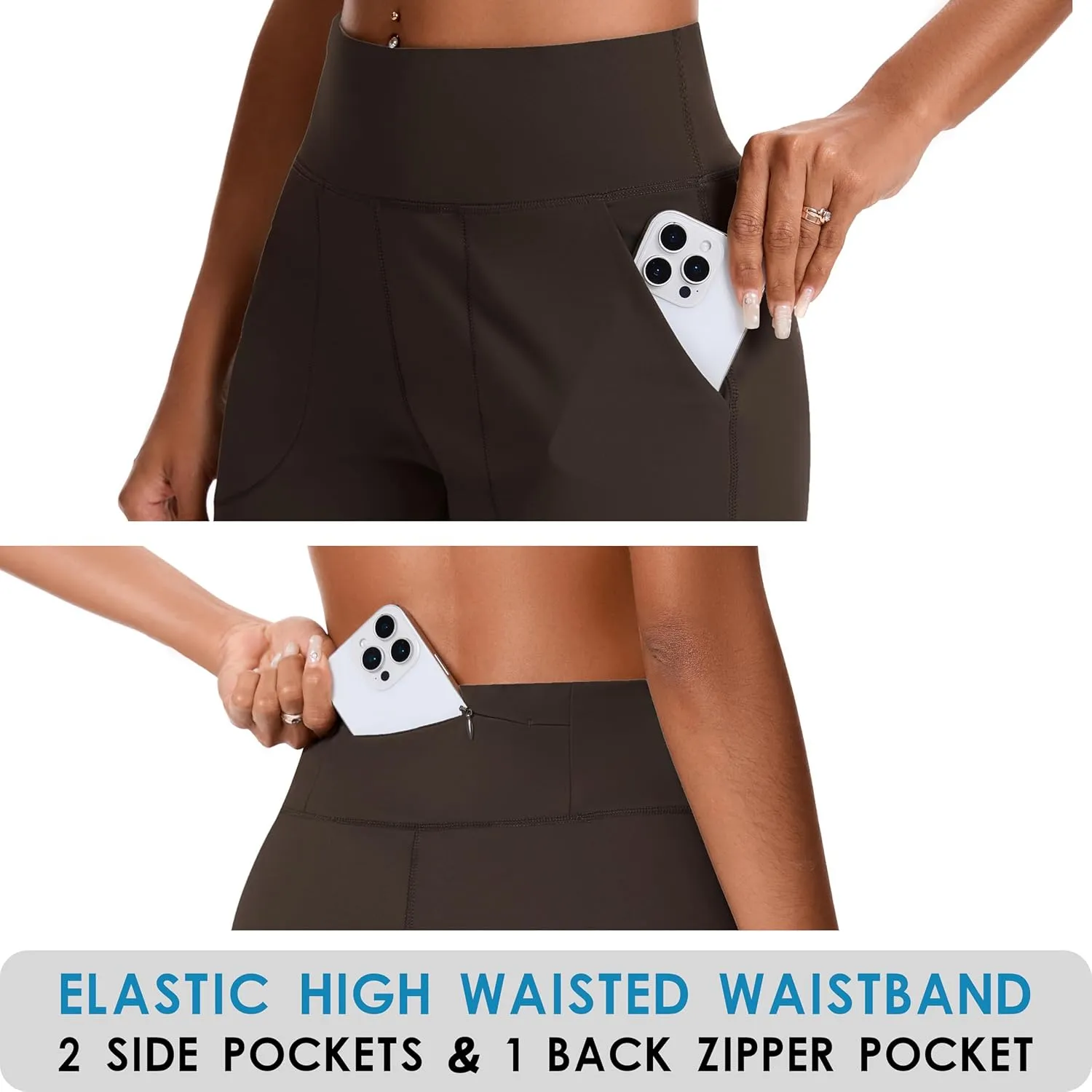 Womens Bermuda Shorts for Women with Zipper Pocket Womens High Waisted Long Shorts for Running Workout Athletic