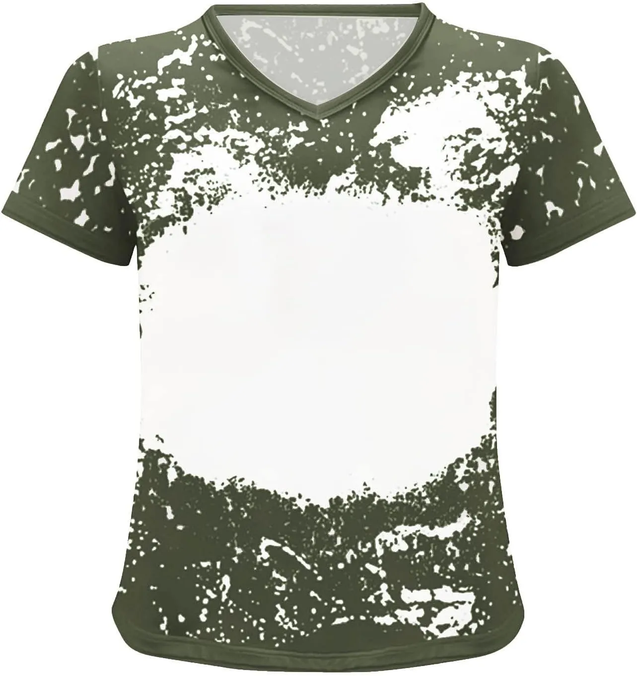 Womens Blank Bleached Shirts for Sublimation Casual Loose Short Sleeve Summer Tops Tshirt Sublimation Ready