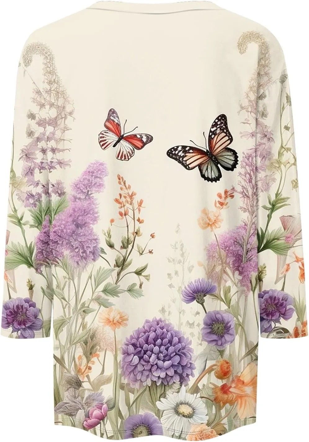 Womens Blouses 3/4 Sleeve Crewneck Shirts Summer Flowy Clothes Graphic Cute Tops Loose Casual Tees
