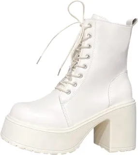 Womens Booties,Platform Boots for Women Chunky Heel Ankle Boots Mid Calf Lace Up Combat Boots Outdoor Snow Boots Shoe