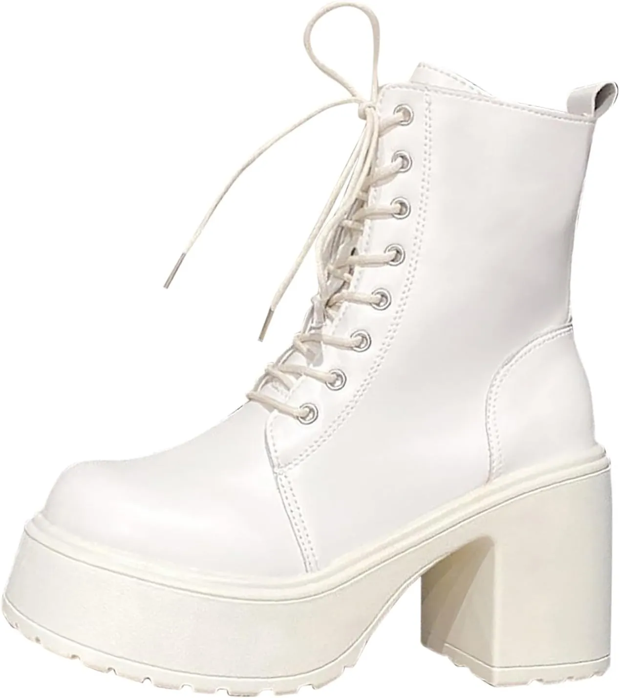 Womens Booties,Platform Boots for Women Chunky Heel Ankle Boots Mid Calf Lace Up Combat Boots Outdoor Snow Boots Shoe