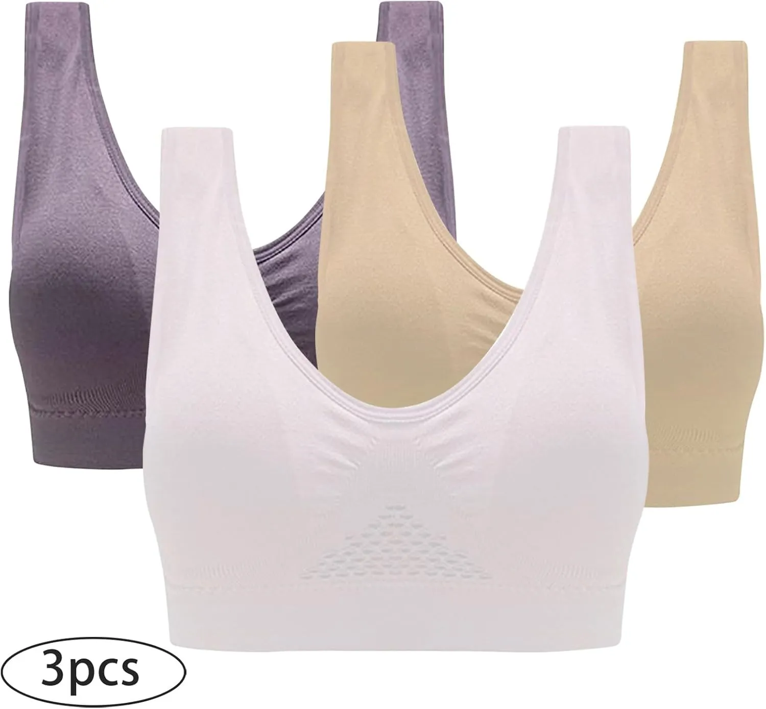 Womens Breathable Bras No Underwire Slight Lift up Comfortable Air Sports Bra 3 Packs Plus Size Sports Bras 2025