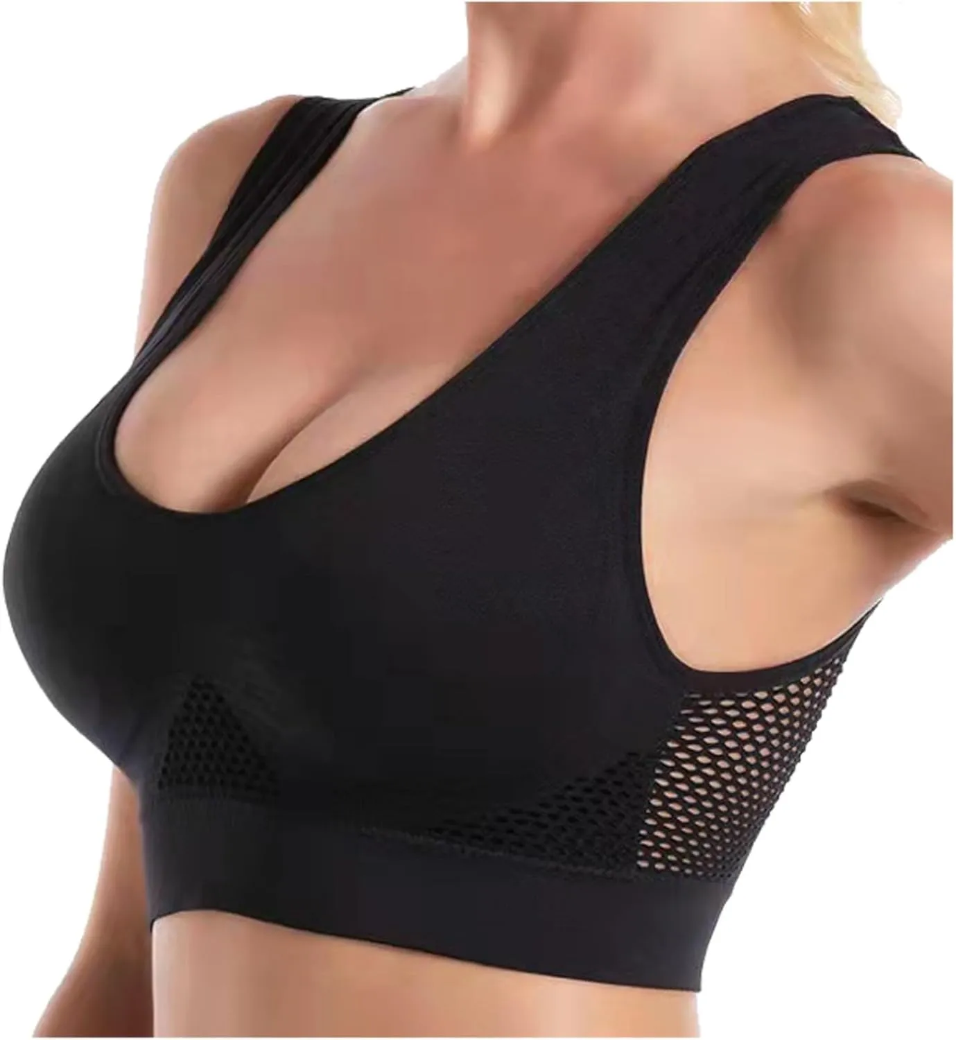 Womens Breathable Bras No Underwire Slight Lift up Comfortable Air Sports Bra 3 Packs Plus Size Sports Bras 2025