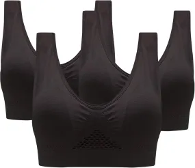 Womens Breathable Bras No Underwire Slight Lift up Comfortable Air Sports Bra 3 Packs Plus Size Sports Bras 2025