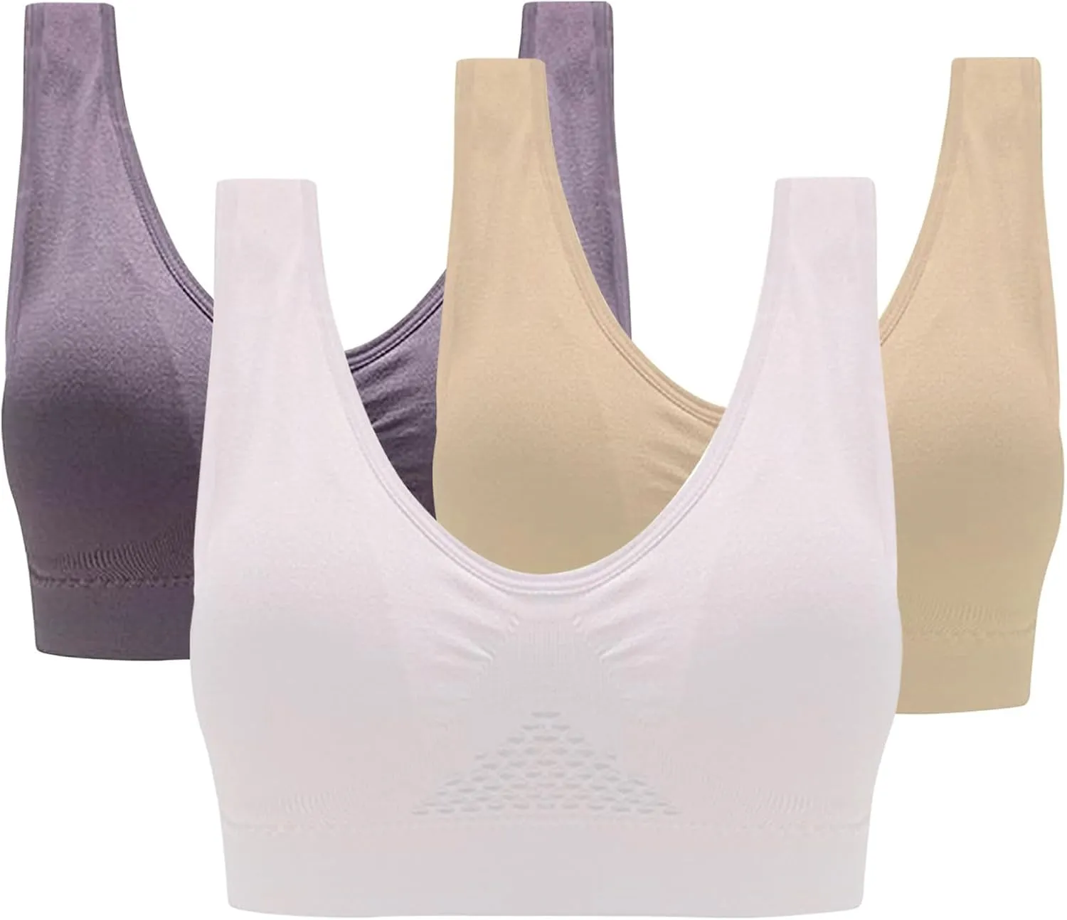 Womens Breathable Bras No Underwire Slight Lift up Comfortable Air Sports Bra 3 Packs Plus Size Sports Bras 2025