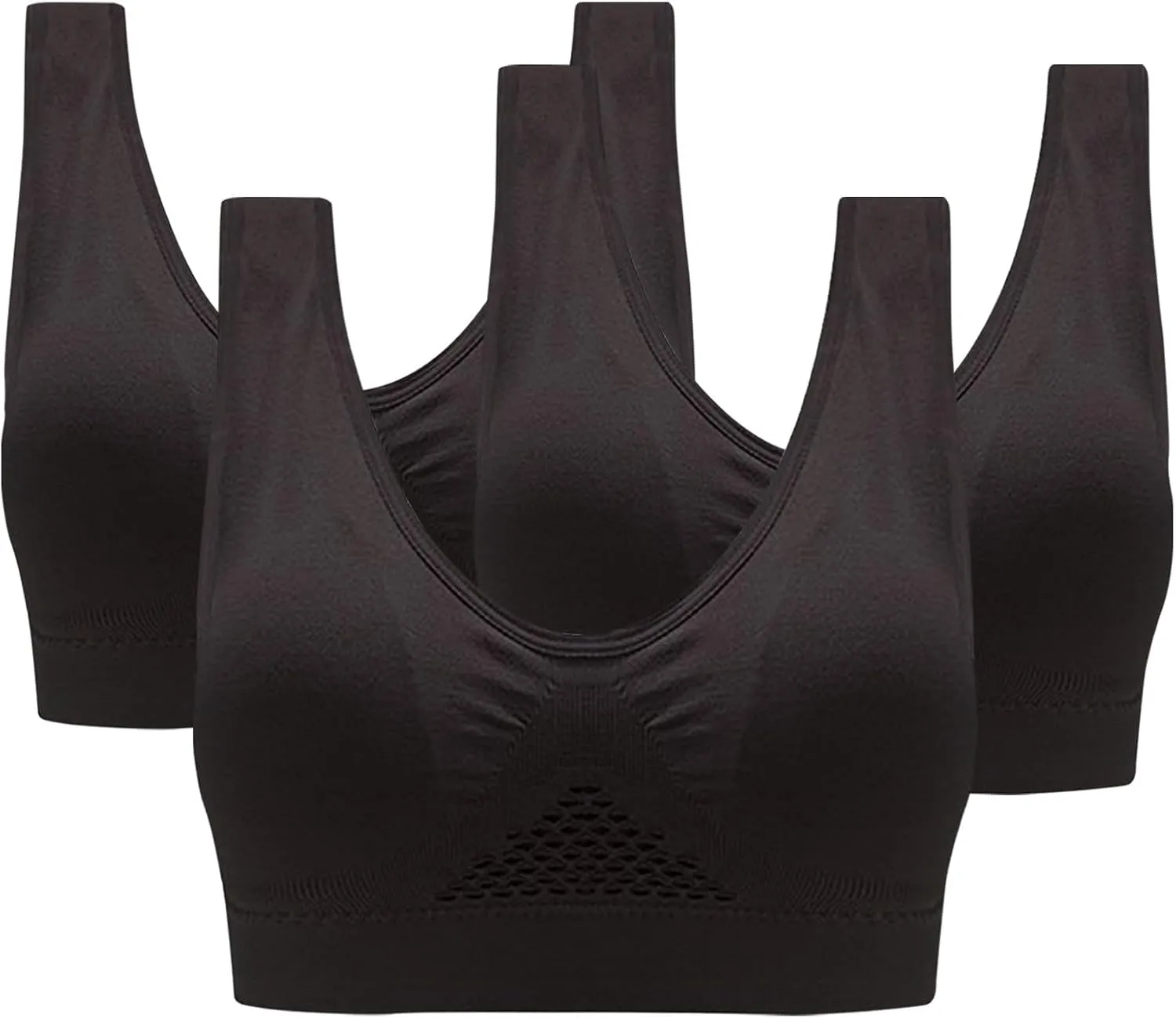 Womens Breathable Bras No Underwire Slight Lift up Comfortable Air Sports Bra 3 Packs Plus Size Sports Bras 2025