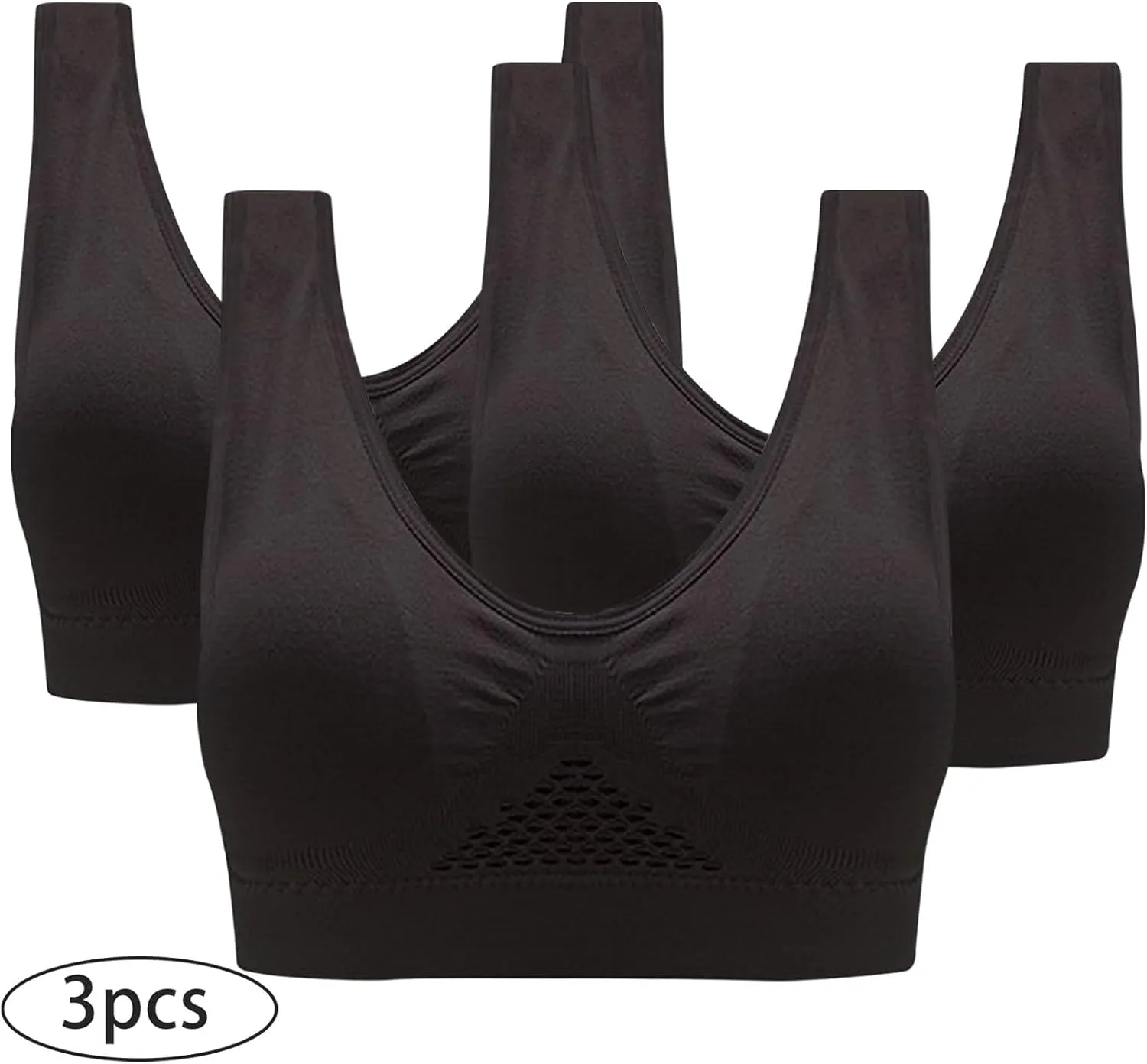 Womens Breathable Bras No Underwire Slight Lift up Comfortable Air Sports Bra 3 Packs Plus Size Sports Bras 2025