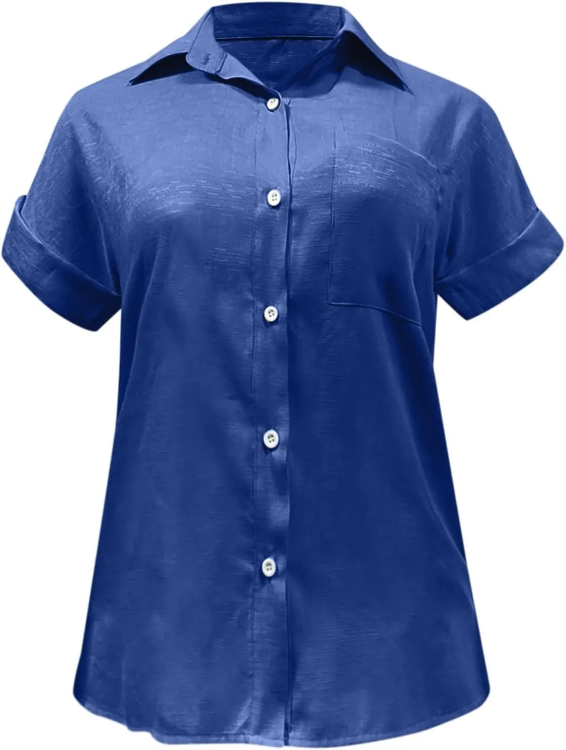 Womens Button Down Shirt Cotton and Slub Long Sleeve Pocket Button Tee Casual Popular Blouse Tops(S 3XL) Womens Top