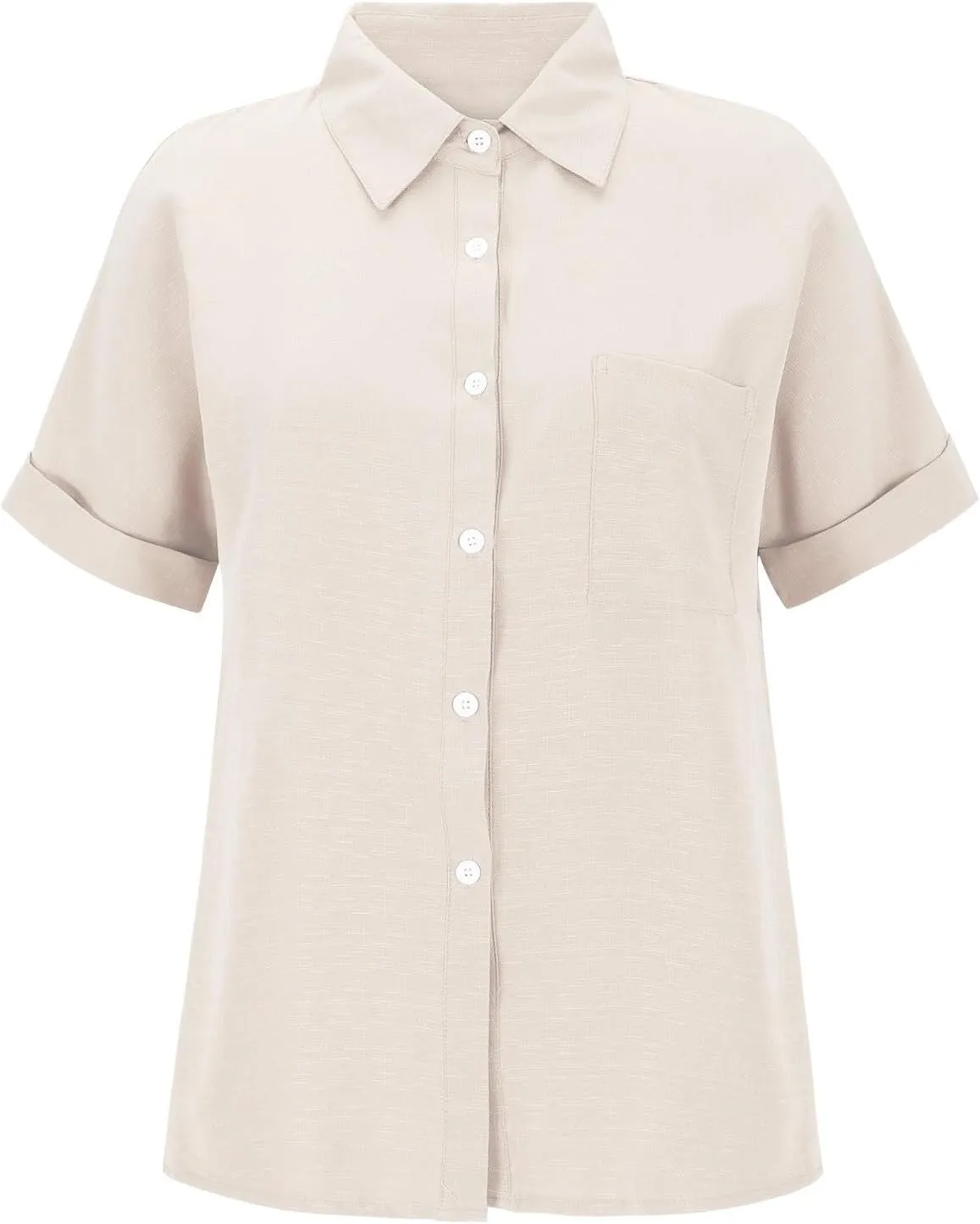 Womens Button Down Shirt Cotton and Slub Long Sleeve Pocket Button Tee Casual Popular Blouse Tops(S 3XL) Womens Top
