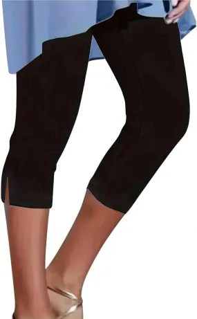 Womens Capri Leggings Summer Rhinestone Compression Leggings High Waist Pants Tight Yoga Workout Cropped Pants