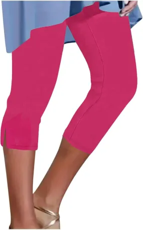 Womens Capri Leggings Summer Rhinestone Compression Leggings High Waist Pants Tight Yoga Workout Cropped Pants