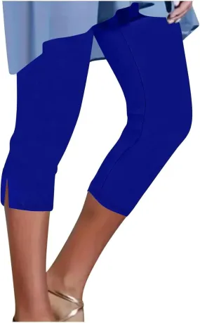 Womens Capri Leggings Summer Rhinestone Compression Leggings High Waist Pants Tight Yoga Workout Cropped Pants