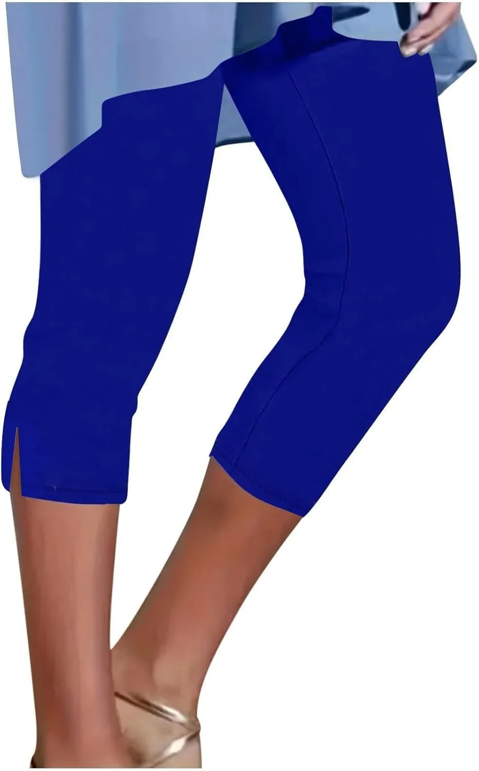 Womens Capri Leggings Summer Rhinestone Compression Leggings High Waist Pants Tight Yoga Workout Cropped Pants