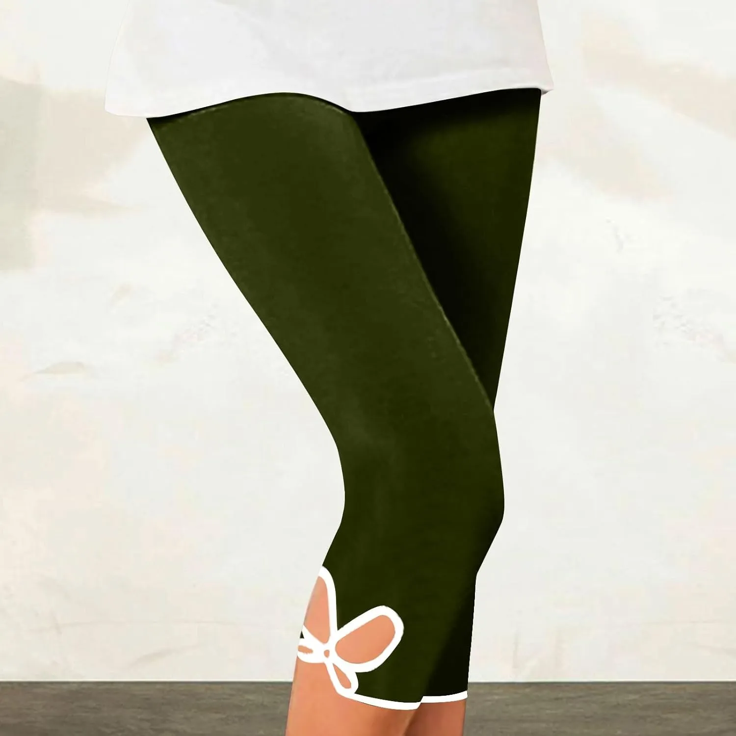 Womens Capris Summer High Waist Cropped Knee Lenth Short Stretchy Leggings Leggings Workout Compression Pants